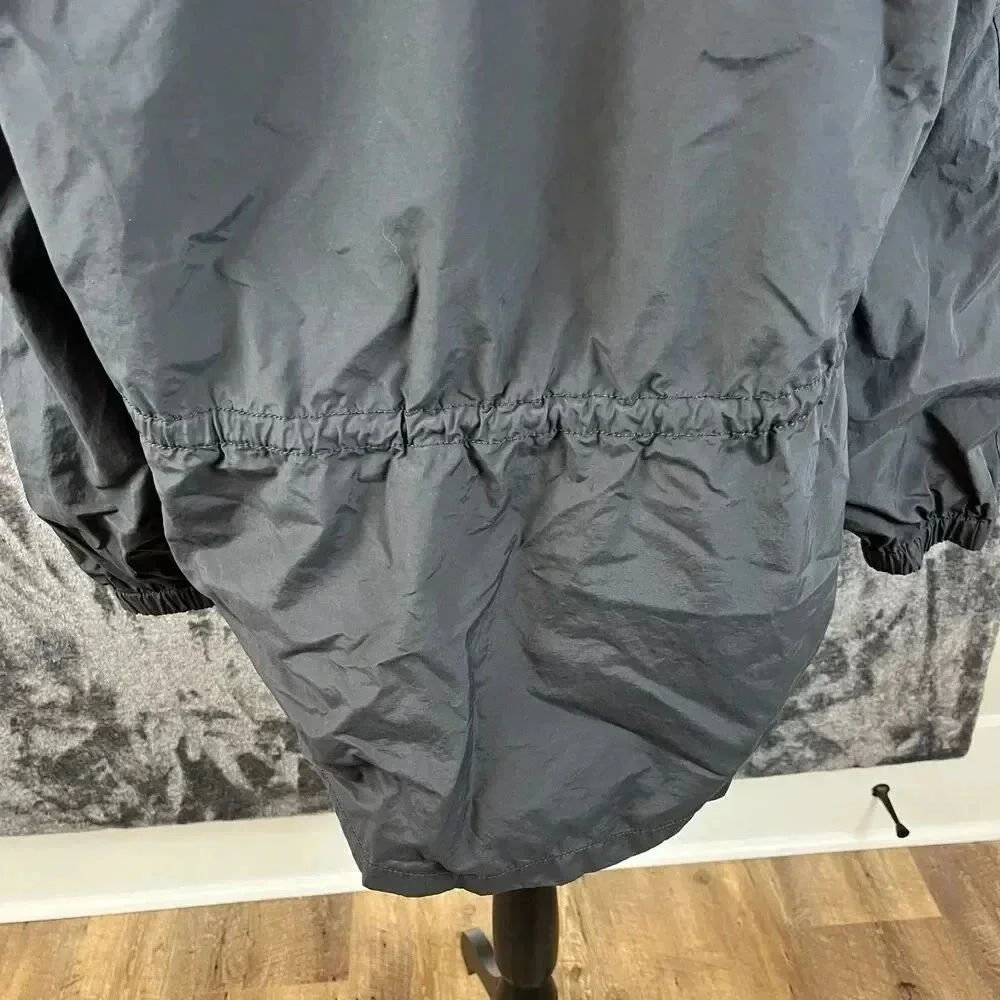 Eileen Fisher Hooded Rain Jacket Black Women's L Nylon Cotton Cinched Coat - Picture 10 of 15